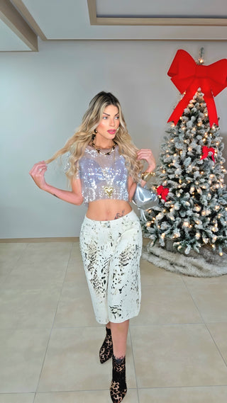 Deer ivory bermuda pants