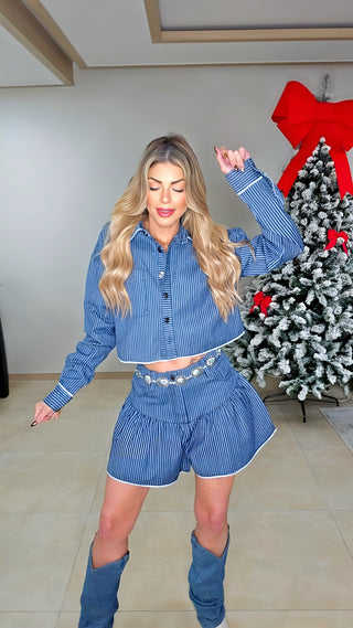 Iconic stripes skort set