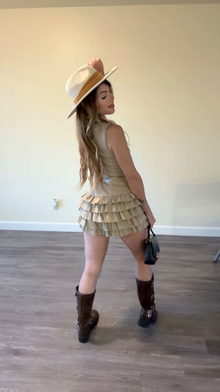 Mono/vestido de cuero de otoño