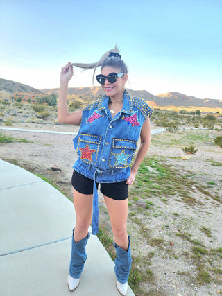 Exotic denim vest jacket