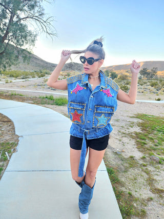 Exotic denim vest jacket