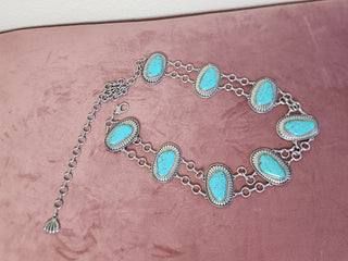 Boho turquoise stones chain belt