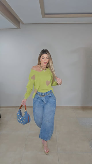 Gold hearts sweater top
