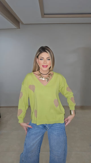 Gold hearts sweater top