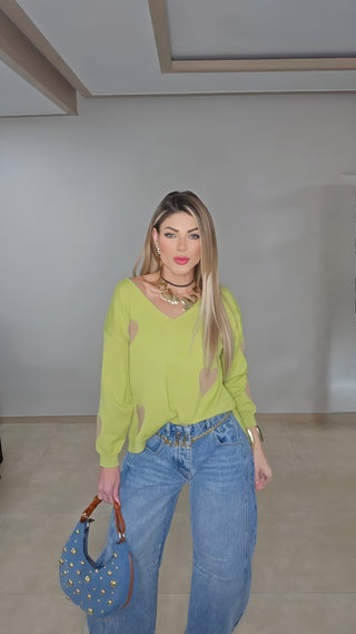 Gold hearts sweater top