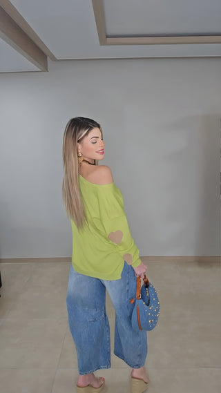 Gold hearts sweater top