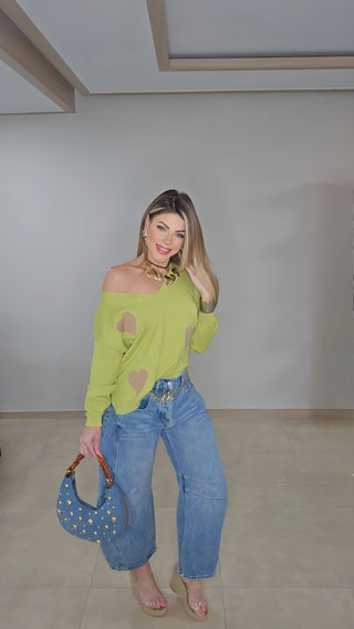 Gold hearts sweater top