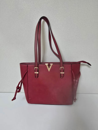 V Red leather bag medium size