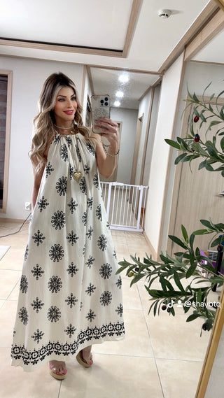 Boho ivory printed dress