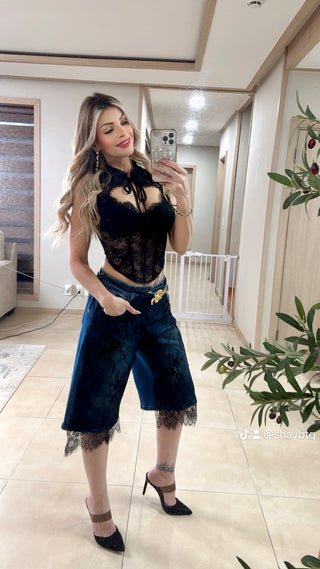 Lace in crop top