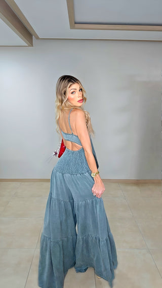 Sage tencel cut out jumpsuit