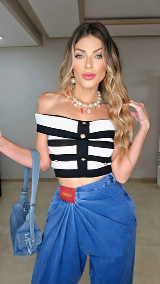 Basic striped crop top