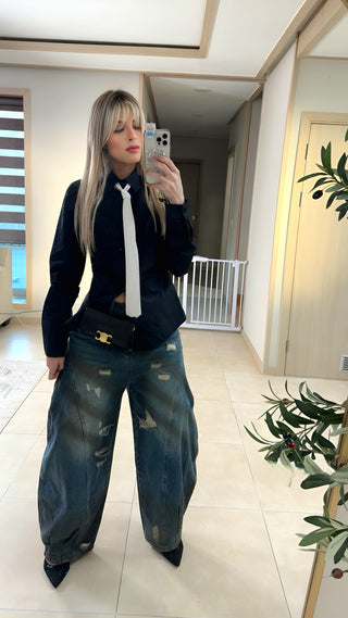 Gelin black blouse top