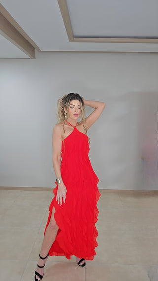 On fire Ruffled Maxi Dress