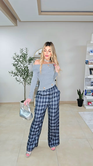 Blue gray plaid pants
