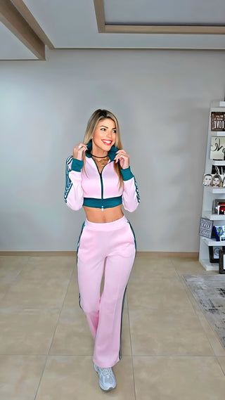 Girly track pink pants set