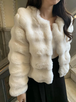 Cloud white fur jacket