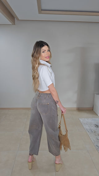 Happy Girl Denim white Top