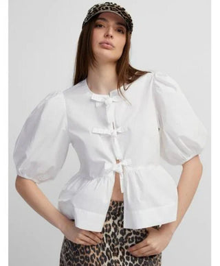 Top blanco peplum de popelina