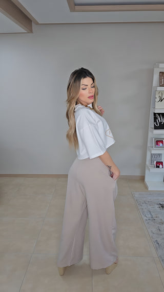 Sydney Taupe & White pants set