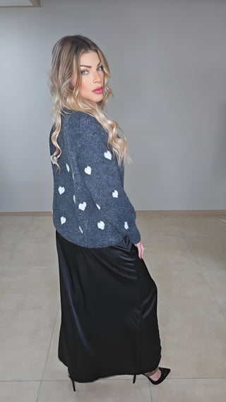 Gray Hearts sweater top