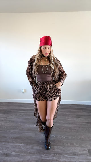 Leopard long top n shorts