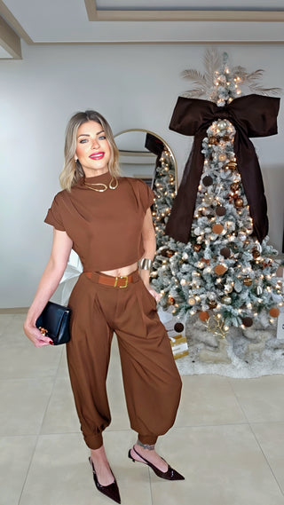 Baddie Brown pants set