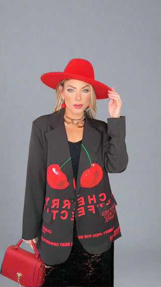 Cherries cocktail blazer top