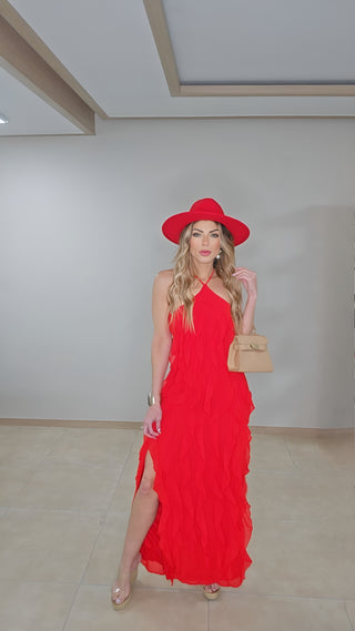 On fire Ruffled Maxi Dress