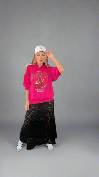 Sudadera con capucha y estampado de cerezas