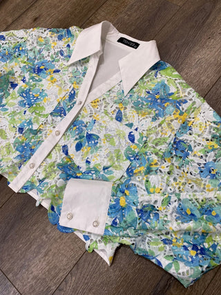 Blue green tea shorts set