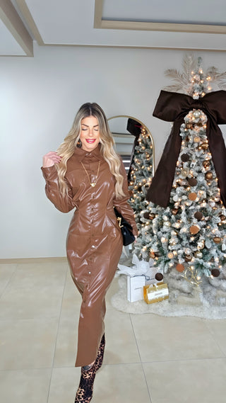 A Caramel leather dress